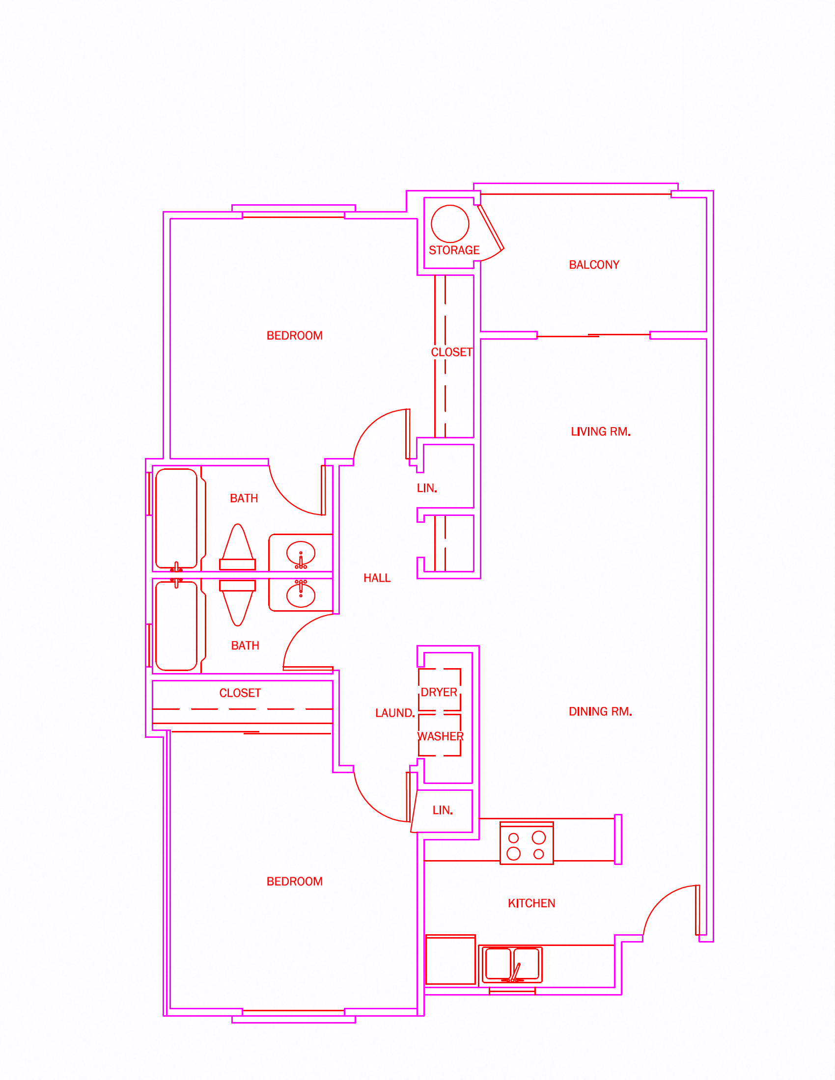 Floor plan for 2 beds, 2 baths, 900 sqft